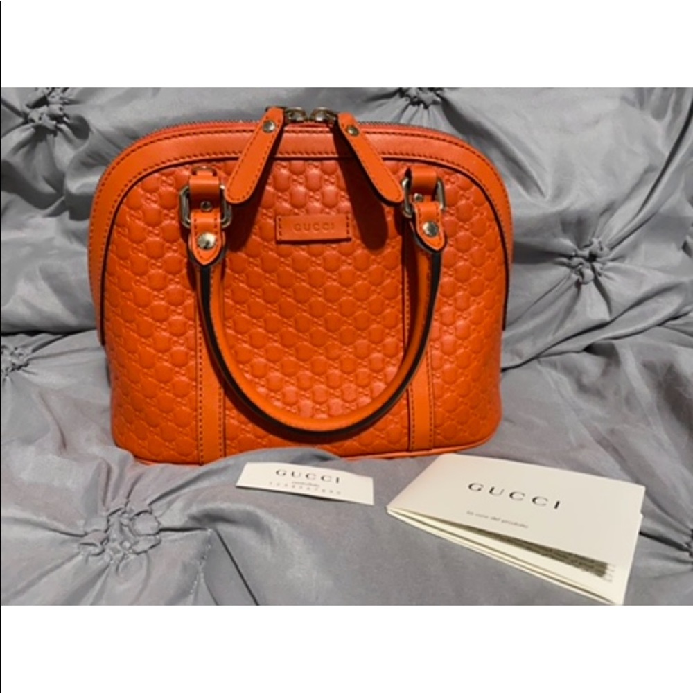 Orange Gucci Dome mini handbag/cross body bag